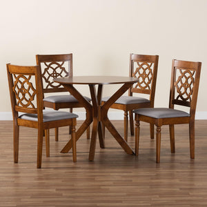 Baxton Studio Baxton Studio Sadie 5-Piece Dining Set - Modern Grey & Walnut Wood, Stylish Comfort for Any Space Sadie-Grey/Walnut-5PC Dining Set