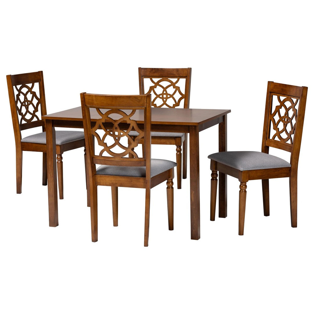 Baxton Studio Baxton Renaud Modern 5-Piece Dining Set in Grey & Walnut – Stylish Comfort for Small Spaces Felicia-Grey/Walnut-5PC Dining Set
