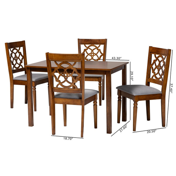 Baxton Studio Baxton Renaud Modern 5-Piece Dining Set in Grey & Walnut – Stylish Comfort for Small Spaces Felicia-Grey/Walnut-5PC Dining Set