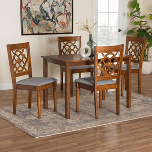 Baxton Studio Baxton Renaud Modern 5-Piece Dining Set in Grey & Walnut – Stylish Comfort for Small Spaces Felicia-Grey/Walnut-5PC Dining Set