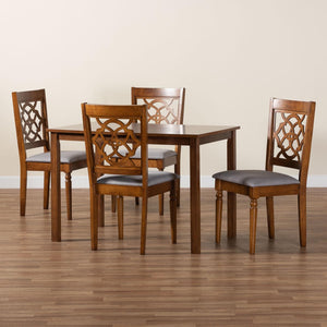 Baxton Studio Baxton Renaud Modern 5-Piece Dining Set in Grey & Walnut – Stylish Comfort for Small Spaces Felicia-Grey/Walnut-5PC Dining Set