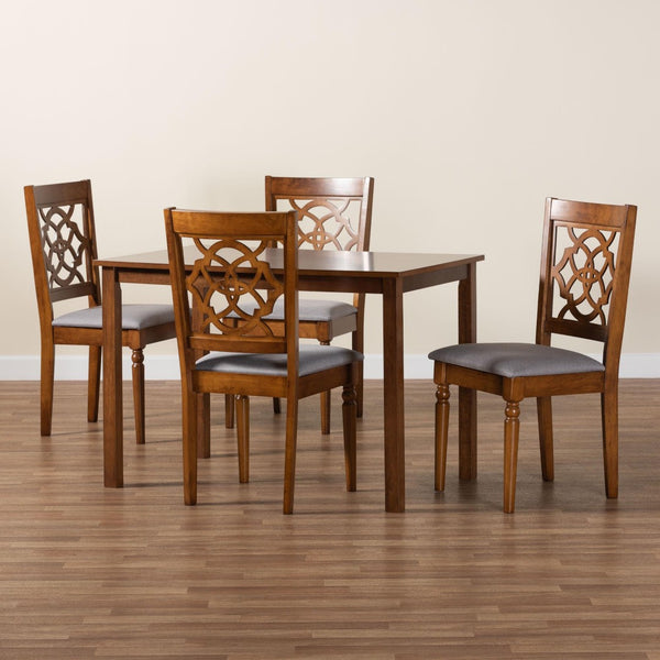Baxton Studio Baxton Renaud Modern 5-Piece Dining Set in Grey & Walnut – Stylish Comfort for Small Spaces Felicia-Grey/Walnut-5PC Dining Set