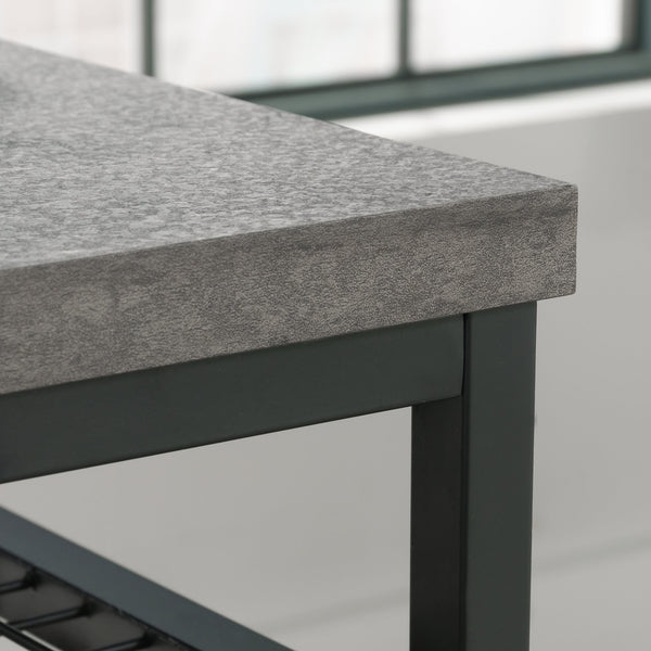 English Elm Writing Desk with 1" Thick Top and Lower Shelf, Gray Engineered Wood, Metal Frame, 40x18 Surface B356P367967