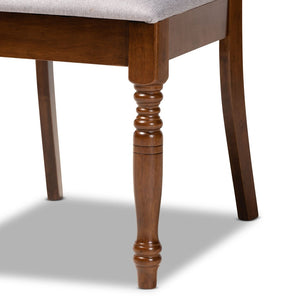 Baxton Studio Baxton Studio Jessie 5-Piece Dining Set: Modern Grey Upholstered Chairs & Walnut Brown Table Design Jessie-Grey/Walnut-5PC Dining Set