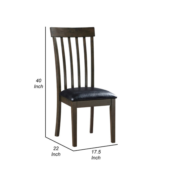 English Elm Kyn Farmhouse Dining Chairs Set of 2 Slatted Wood Back Padded Faux Leather Seat B056P416905