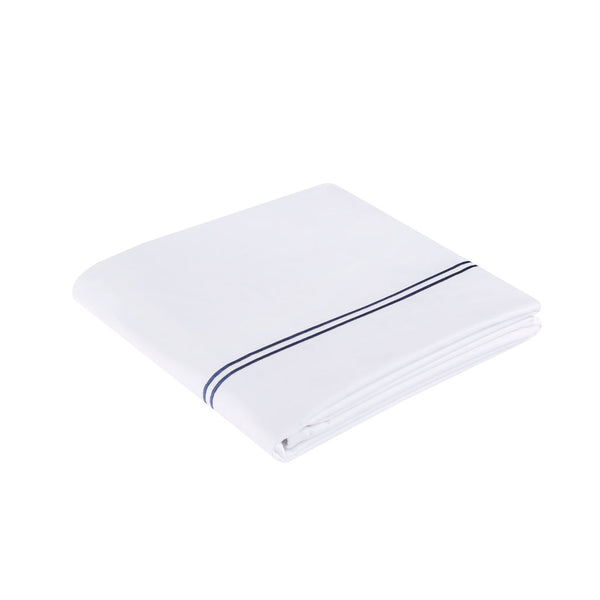 JLA Home Madison Park Signature - 100% Cotton sateen duvet cover set - 500TC embroidered border, OEKO-TEX certified luxury bedding perfect for hotel-quality comfort and easy care White/Navy MPS12-510