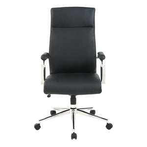OSP Home Furnishings High Back Ergonomic Manager Chair with Antimicrobial Fabric Chrome Arms and Lumbar Support High Black 920350C-R107
