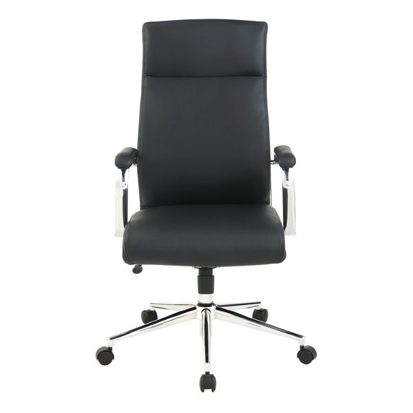 OSP Home Furnishings High Back Ergonomic Manager Chair with Antimicrobial Fabric Chrome Arms and Lumbar Support High Black 920350C-R107