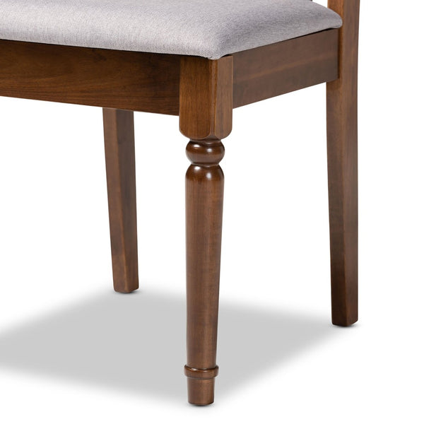 Baxton Studio Baxton Cherese Modern Grey Upholstered Dining Chair Set of 4 - Walnut Brown Wood, Durable & Stylish RH334C-Grey/Walnut-DC-4PK