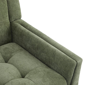 English Elm Mid-century Waffle Tufted Club Chair Solid Wood Splayed Legs Reading Lounge Accent Green,Walnut N776P379535G