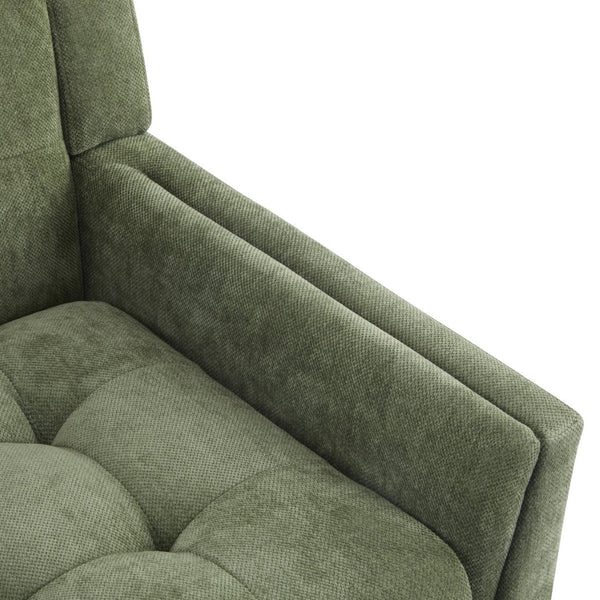 English Elm Mid-century Waffle Tufted Club Chair Solid Wood Splayed Legs Reading Lounge Accent Green,Walnut N776P379535G