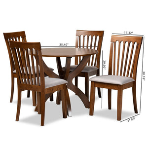 Baxton Studio Baxton Studio Bailey 5-Piece Contemporary Dining Set with Grey Upholstered Chairs & Round Table Bailey-Grey/Walnut-5PC Dining Set