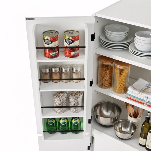 English Elm K&k Farmhouse Pantry Cabinet 72 Inch Tall Mdf Cupboard with Adjustable Shelves White N707S000021W
