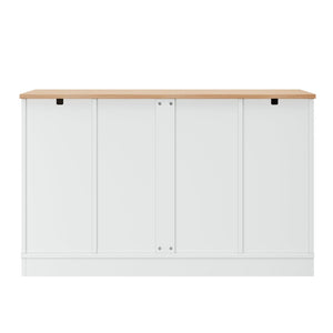 English Elm Trexm Multifunctional Sideboard with Pull Out Bottle Rack Adjustable Shelves Kitchen Storage White XW000026AAK