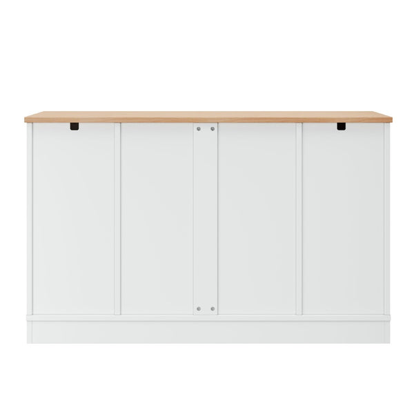English Elm Trexm Multifunctional Sideboard with Pull Out Bottle Rack Adjustable Shelves Kitchen Storage White XW000026AAK