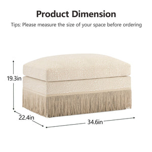English Elm Ottoman Leopard Print Chenille Modular Sectional Sofa Tassel Trim Living Room Seating Beige Brown W5656P454367