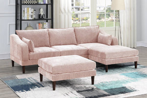 English Elm Contemporary 5-Piece Modular Sectional Sofa Set in Blush Morgan Fabric — Plush, Versatile L-Shaped Design Pink 33 L x 27 W x 14 H B011S01578