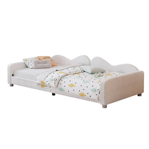 English Elm Twin Sherpa Upholstered Daybed with Cloud-Shaped Backrest, Cozy Sofabed Design, No Box Spring Needed White 42.5 L x 25.5 W x 8 H N733P234602K