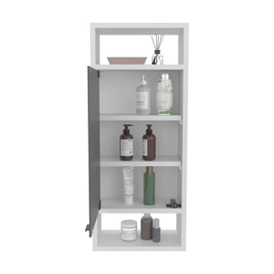 English Elm Uros Mirrored Medicine Cabinet Wall-Mounted with 3 Open Side Shelves, Slim Kronos White Storage B200P335369