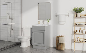 English Elm [video] 20 Inch Freestanding Bathroom Vanity with Ceramic Sink Soft Close Cabinet Gray N759P237946E