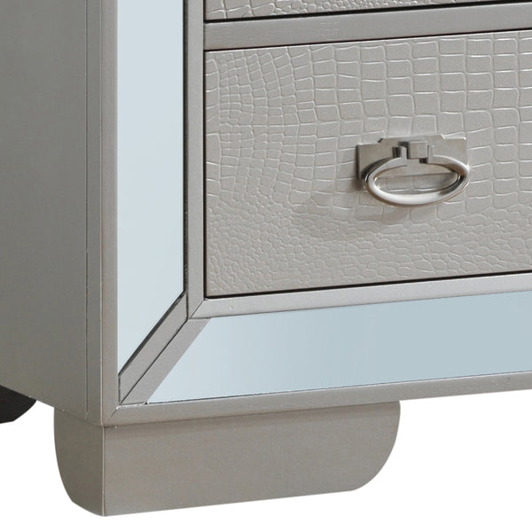 English Elm Elegant Champagne Contemporary Storage Chest 58"H x 32"W x 21"D – No Assembly, Durable Particle Board, Chic Silver Finish Ideal for Modern Home Organization and Décor B078108440