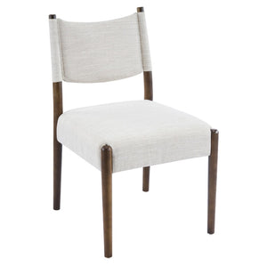 English Elm Mid-century Modern Linen Blend Dining Chairs Rubberwood Legs Sculptural Backrest Set of 2 Beige,Walnut N768P442401W