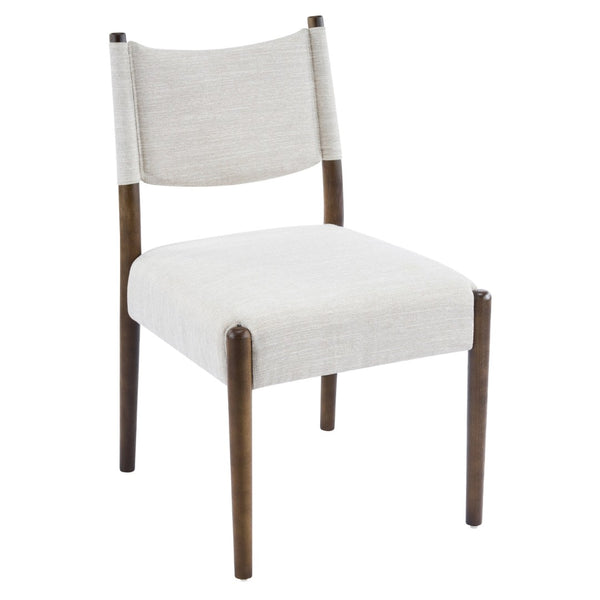 English Elm Mid-century Modern Linen Blend Dining Chairs Rubberwood Legs Sculptural Backrest Set of 2 Beige,Walnut N768P442401W