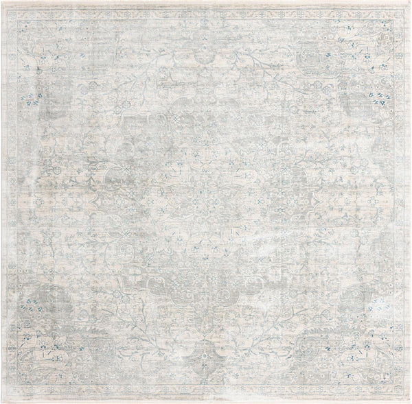 Unique Loom Newport Elms Machine Made Medallion Rug Gray, Ivory/Blue 10' 2" x 10' 2"