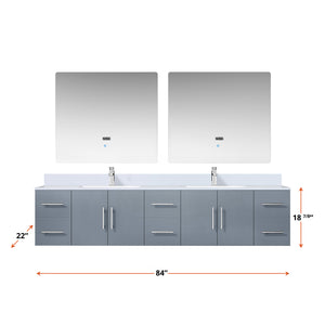 English Elm Dark Grey Double Bath Vanity 84 in W x 22 in D with Scratch‑Resistant Marble Top, Chrome Faucet & 36 in LED Mirrors B2731S01105