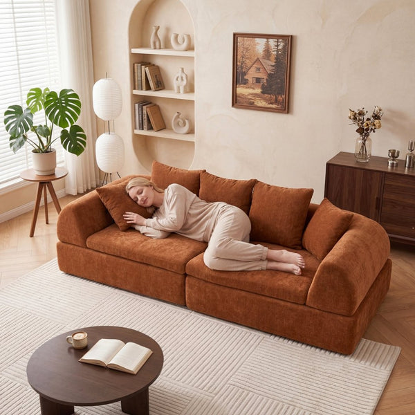 English Elm Cloud Modular Sectional with Ottoman Sink-in Cushions for Relaxed Living Spaces W3728S00010