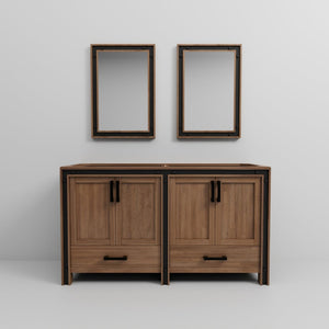 English Elm Rustic Double Bath Vanity Set 60" W X 22" D With Mirrors - Barnwood Finish, Ample Storage & Style B2731S00582-GIGA