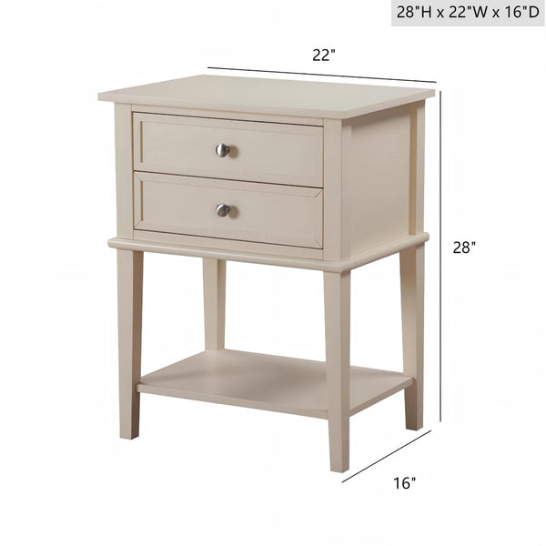English Elm Stylish Beige Nightstand - Modern Open-Shelf Design, Compact & Functional For Any Bedroom Decor B078112100-GIGA