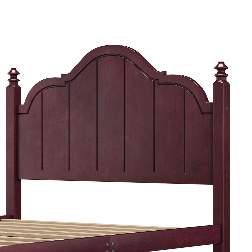 English Elm Full Full Size Bed Frame with Headboard, Vintage Wooden Platform Bed with 10 Slats, Sturdy Support Espresso 57.9 L x 32 W x 5.5 H N733P360927P