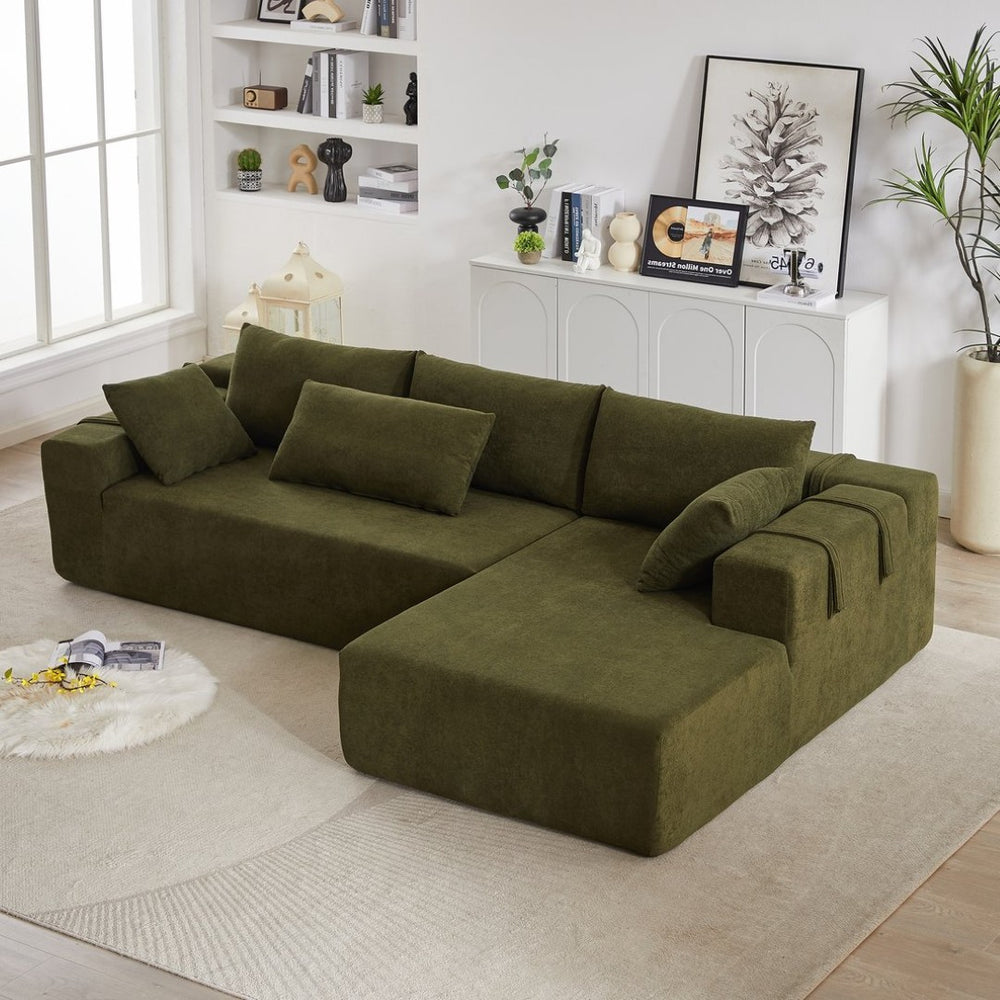 English Elm Modern Chenille Modular Sectional Sofa Set - 108" L Shaped Couch With Right Chaise & 6 Pillows P1 W834P240007-GIGA