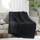 Madison Park Ruched Fur Glam/Luxury Throw MP50-7821 Black