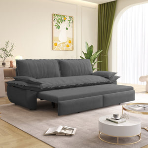 English Elm 73.2" Queen Pull Out Sofa Bed - 3-In-1 Convertible Loveseat With Corduroy Fabric, Easy Care Design W1885S00255