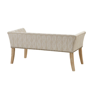 JLA Home Madison Park - 49.5" Welburn Upholstered Bench with Low Back, Nailhead Trim & Wood Legs for Entryway Seating Taupe Multi MP105-0999