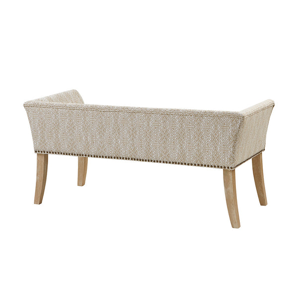 JLA Home Madison Park - 49.5" Welburn Upholstered Bench with Low Back, Nailhead Trim & Wood Legs for Entryway Seating Taupe Multi MP105-0999