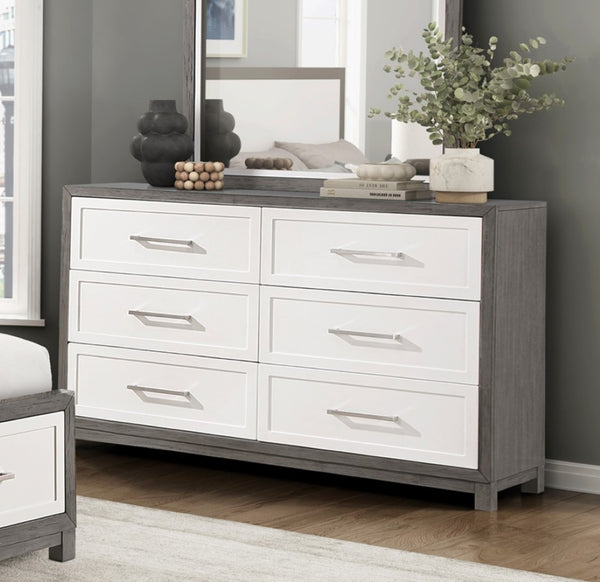English Elm Six Drawer Transitional Dresser with Dovetail Joints Polished Hardware Bedroom Storage B011P290770