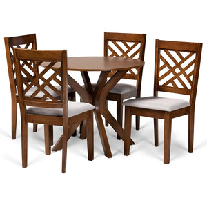 Baxton Studio Baxton Norah 5-Piece Modern Dining Set with Grey Upholstery & Walnut Finish - Comfort & Style Norah-Grey/Walnut-5PC Dining Set