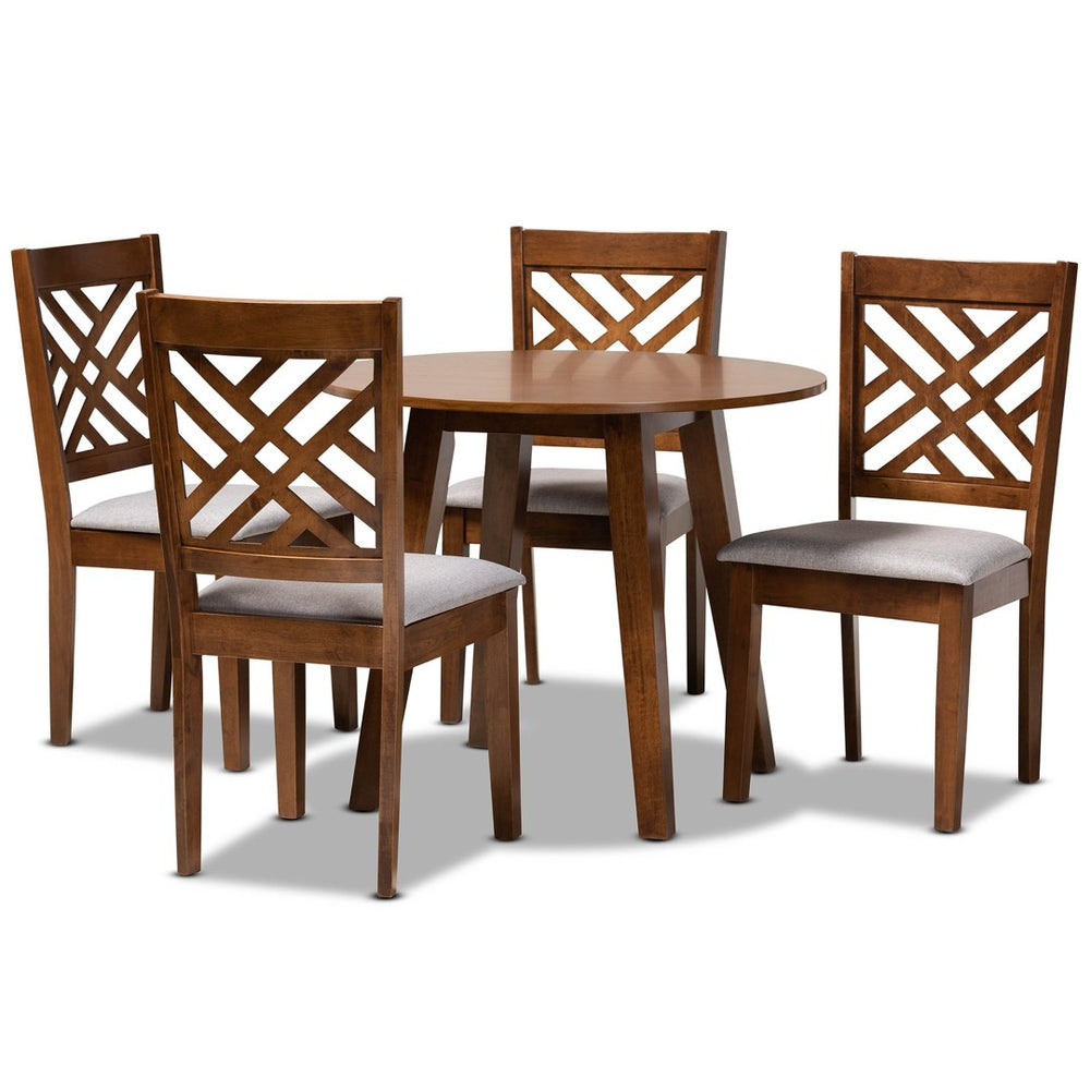 Baxton Studio Baxton Studio Lilly 5-Piece Modern Dining Set in Grey Fabric & Walnut Finish - Chic & Compact Design Lilly-Grey/Walnut-5PC Dining Set