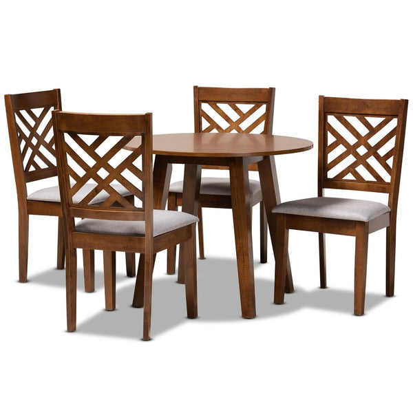 Baxton Studio Baxton Studio Lilly 5-Piece Modern Dining Set in Grey Fabric & Walnut Finish - Chic & Compact Design Lilly-Grey/Walnut-5PC Dining Set