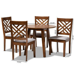 Baxton Studio Baxton Studio Lilly 5-Piece Modern Dining Set in Grey Fabric & Walnut Finish - Chic & Compact Design Lilly-Grey/Walnut-5PC Dining Set
