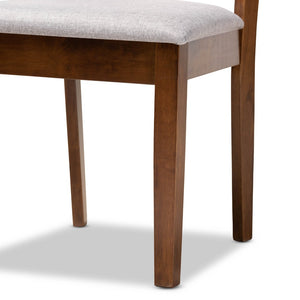 Baxton Studio Baxton Edona 5-Piece Dining Set: Modern Grey Upholstered Chairs & Walnut Brown Table for Stylish Meals Edona-Grey/Walnut-5PC Dining Set