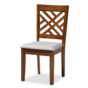 Baxton Studio Baxton Caron 5-Piece Dining Set in Grey Fabric with Walnut Brown Finish - Modern Comfort for All RH317C-Grey/Walnut-5PC Dining Set