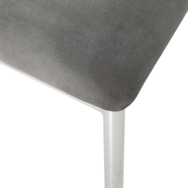 English Elm Modern Velvet Upholstered Dining Chairs Set of 2 with Electroplated Legs for Kitchen Dark Gray W210P301598