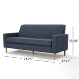 Christopher Knight Home® - Noble House - Sawyer Mid Century Modern Dark Blue Fabric 3 Seater Sofa