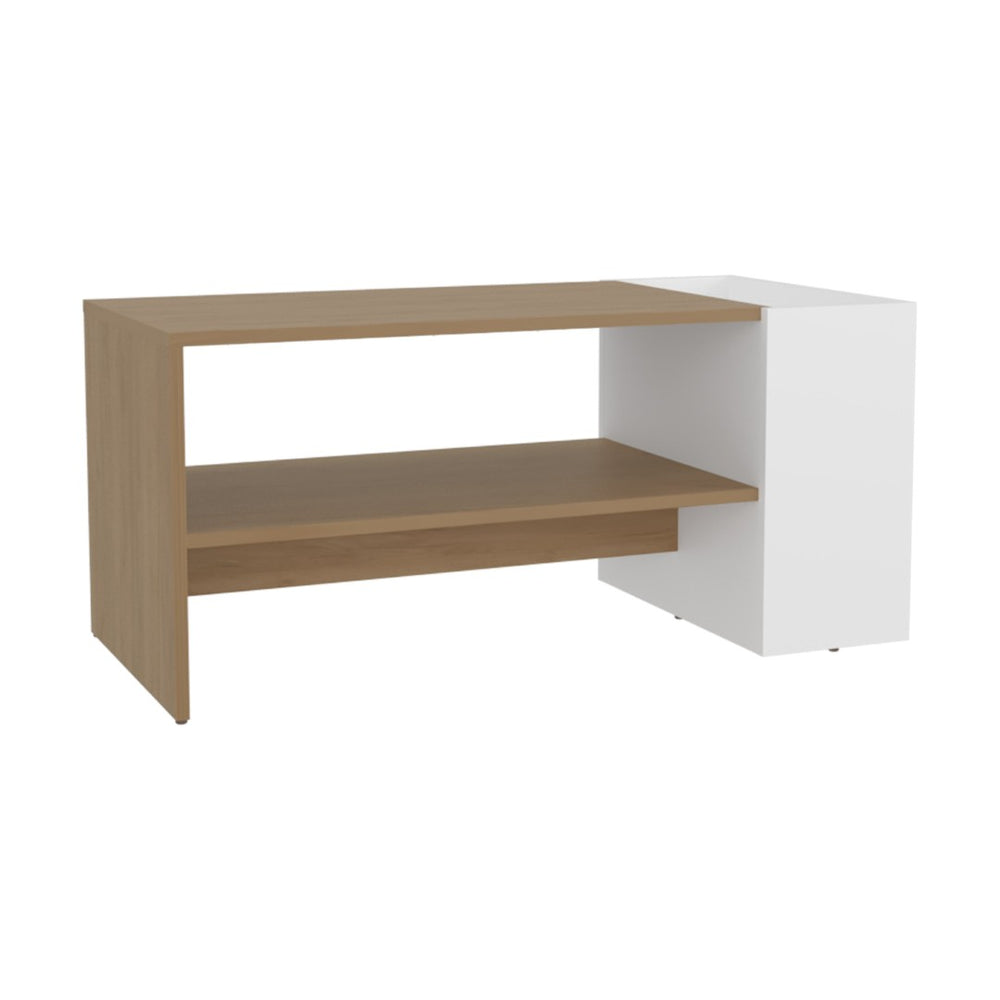 English Elm Arion Two-tone Rectangular Coffee Table with Open Shelf and Oversized Drawer B200P445767