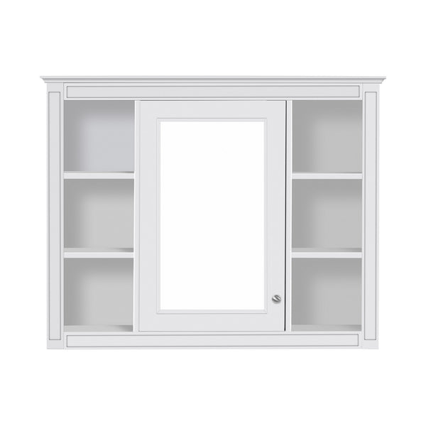 English Elm 36'' Modern Bathroom Vanity with Mirror Cabinet and Sink, Spacious Storage, Soft-Close Doors & Drawers White SW000134AAK-3
