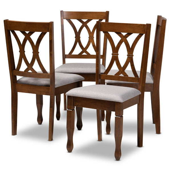 Baxton Studio Baxton Studio Augustine Dining Chairs - Modern Grey Upholstered Design with Walnut Wood Frame 4-Piece RH316C-Grey/Walnut-DC-4PK